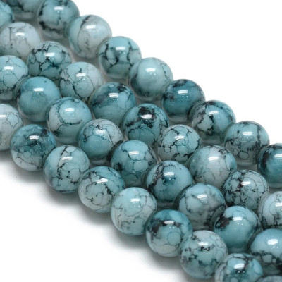 Round glass beads no. 3997 - Marbled Turquoise Sky