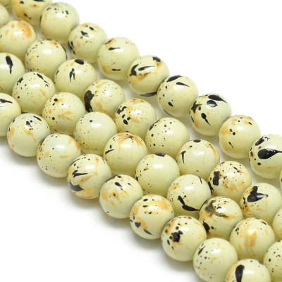 Round glass beads no. 3998 - Speckled Cream Bird Egg