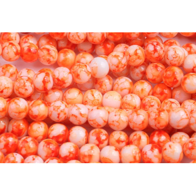 Round Glass Beads no. 3970 - Sunset Fire Marble