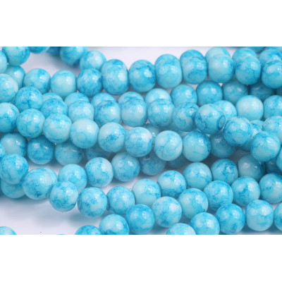 Glass Round glass beads no. 3981 - Azure Marbled Ocean