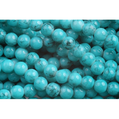 Round glass beads no. 4291 - Marbled Turquoise Blue