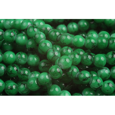 Glass Round glass beads no. 4294 - Emerald Forest Marble