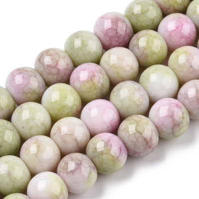Round glass beads no. 4235 - Pastel Blossom Moss Marble