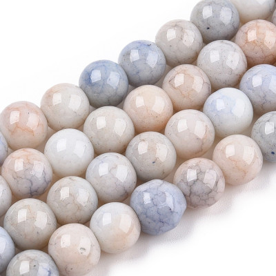 Round glass beads no. 4239 - Misty Veined Pastels