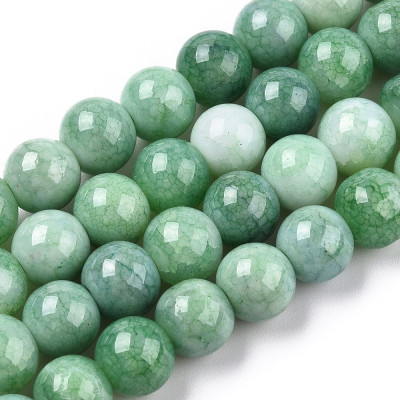 Glass Round glass beads no. 4240 - Emerald Forest Crackle Green