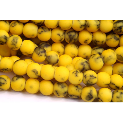 Glass Round Beads no. 2539 - Marbled Saffron Yellow