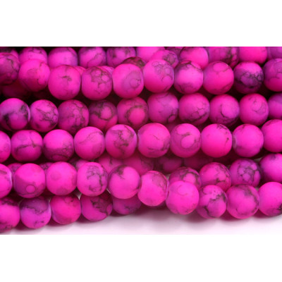 Round glass beads no. 2543 - Fuchsia Dream Marble Mist