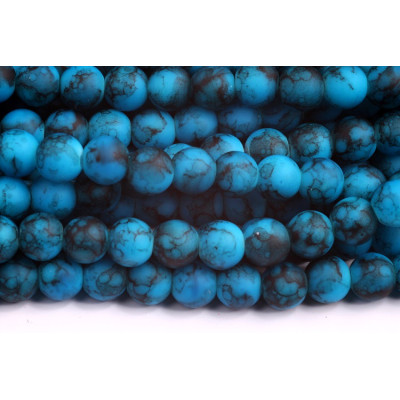 Round Glass Beads no. 2545 - Azure Matrix Matte Blue