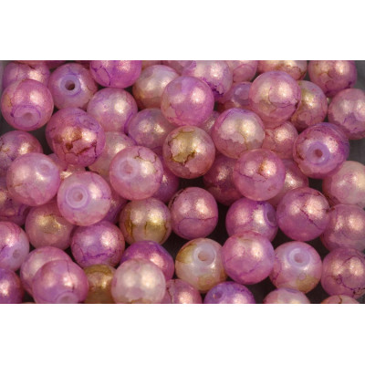 Round glass beads no. 2519 - Gilded Peony Marble