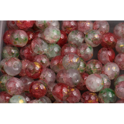 Round Beads no. 2521 - Crimson Blossom Gold Fleck
