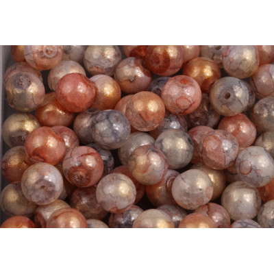 Round glass beads no. 2522 - Antique Rose Gold Marble