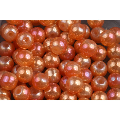 Round Glass Beads no. 2523 - Sunset Luster Orange