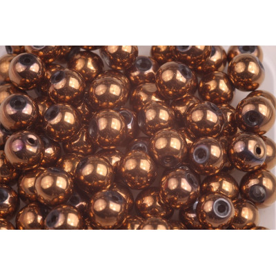 Round glass beads no. 2525 - Polished Metallic Bronze