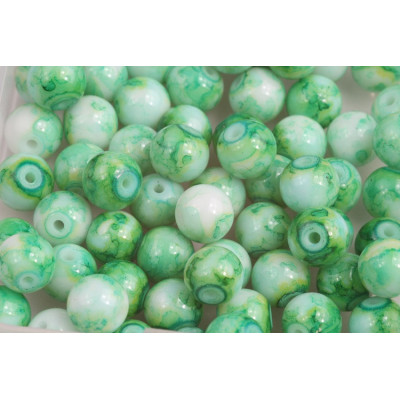 Round glass beads no. 2537 - Verdant Moss Marble