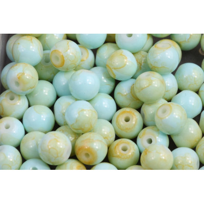 Round glass beads no. 4581 - Mint Shore Amber Mist