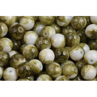 Round glass beads no. 4584 - Mossy Forest Marble