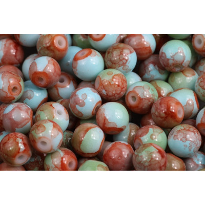 Round beads no. 4585 - Rustic Turquoise and Terracotta