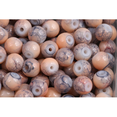Round glass beads no. 4586 - Marbled Peach Blossom