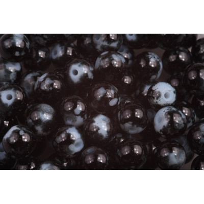 Round glass beads no. 4587 - Mystical Midnight Snowflake