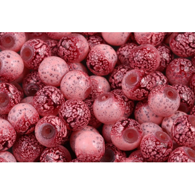 Round glass beads no. 4312 - Crimson Splattered Rose