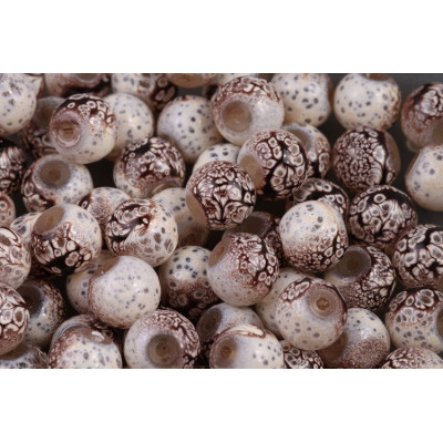 Round Beads no. 4318 - Earthy Speckled Picasso Brown
