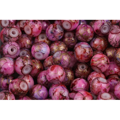 Round Beads no. 4322 - Vintage Pink Gold Marble