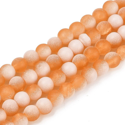 Round glass beads no. 5655 - Frosted Sunset Apricot