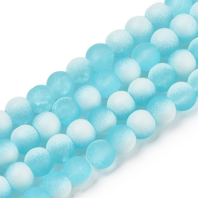 Round glass beads no. 5660 - Frosted Arctic Mist Blue