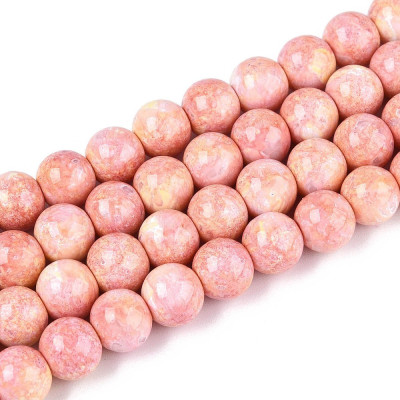 Round glass beads no. 5697 - Sunset Peach Marble