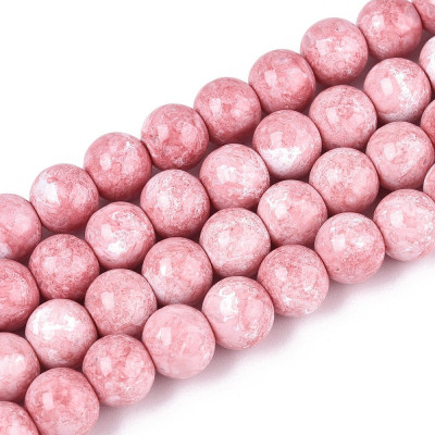 Round Beads no. 5698 - Marbled Rose Quartz Bloom