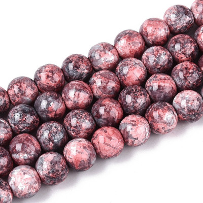 Round Beads no. 5700 - Marbled Crimson and Slate