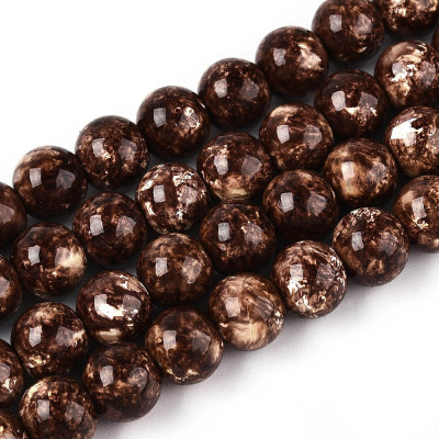 Round glass beads no. 5701 - Antique Marbled Chocolate