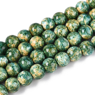 Round Beads no. 5703 - Verdant Forest Marble