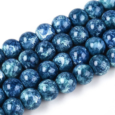 Round Beads no. 5706 - Deep Nebula Ocean Blue