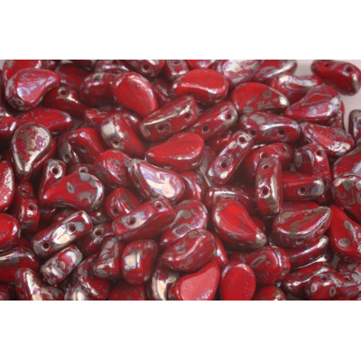 Paisley Duo no. 177 - Vintage Distressed Coral Red