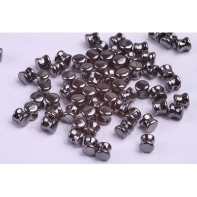 Preciosa Pellet Beads 4x6mm Black Hematite 23980/27200 | Glass