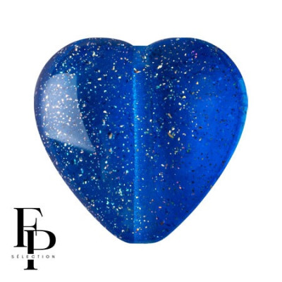 Transparent Blue Constellation Czech Glass Heart Beads - 15x16mm