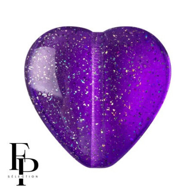 Transparent Constellation Violet Czech Glass Heart Beads 15x16mm