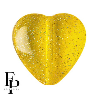 Yellow Heart Czech Glass Beads - Transparent Constellation 15x16mm
