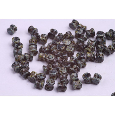 Preciosa Pellet Beads 4x6mm Black Travertine 23980/86805 | Czech Glass