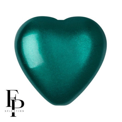 Czech Glass Heart Beads - Pastel Emerald Green 15x16mm (4pcs)