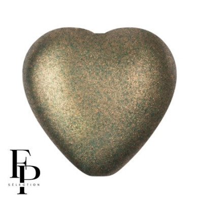 Bronze Green Czech Glass Heart Beads - 15x16mm (4pcs)