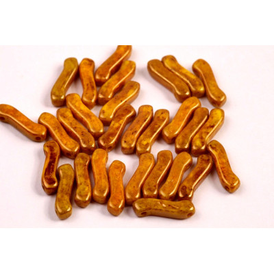 Matubo Z Bead 10mm Amber Gold Picasso 83120/15496 | 2-Hole Beads