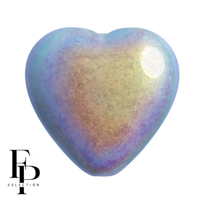 Opaque Sky Blue AB Heart Glass Beads 15x16mm - 4pcs | Czech Glass