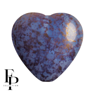 Czech Glass Heart Beads - Opaque Sky Blue Bronze 15x16mm (4pcs)