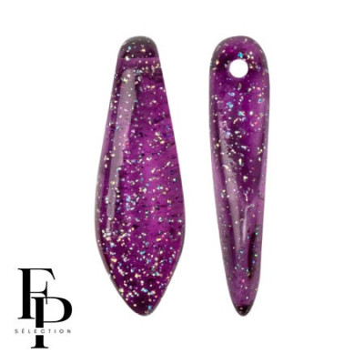 Amethyst Czech Glass Dagger Beads 5x16mm - Constellation Finish