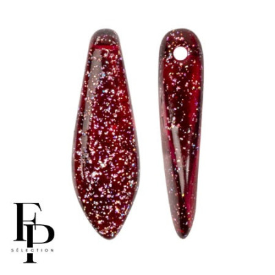 Czech Glass Dagger Beads 5x16mm Transparent Constellation Garnet
