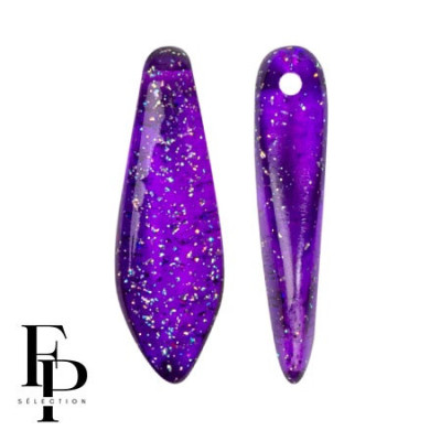 Czech Glass Dagger Beads 5x16mm - Transparent Constellation Violet