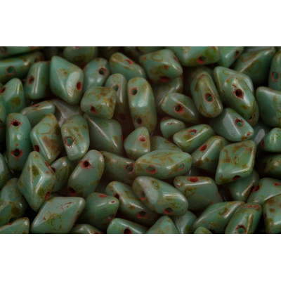 Matubo GemDuo Turquoise Green Travertine 63130/86805 | Czech Beads