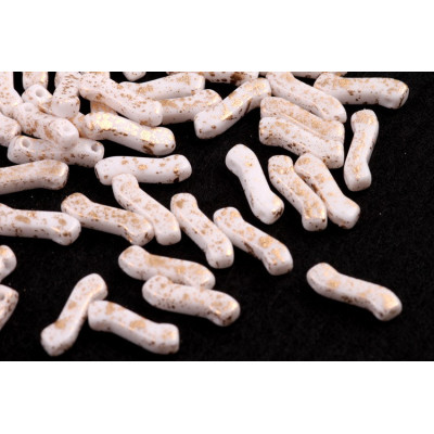 Matubo Z Bead 10mm White Gold Splatter 03000/94401 | Czech Beads